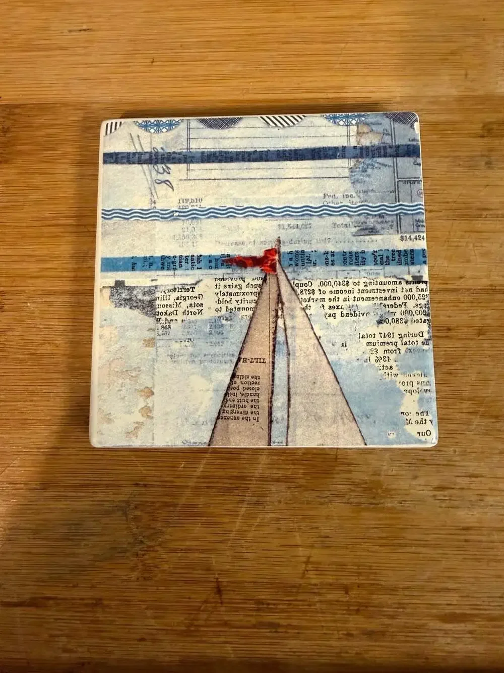 Set of 4 Nautical Sailboat Collage Ceramic Coasters